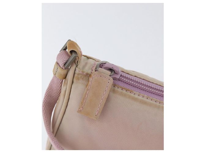 PRADA Accessory Pouch Nylon Pink Silver Auth AMZ342 Silvery - view 9