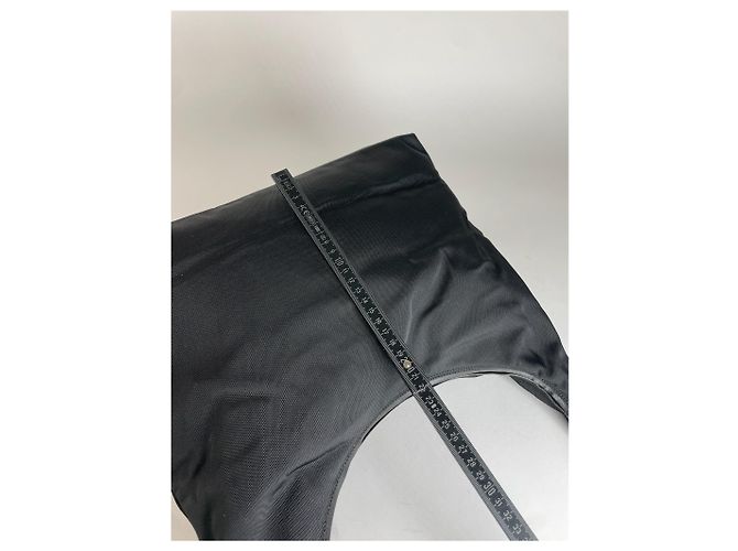 Vintage Gucci Leder / Canvas Hobo-Handtasche Schwarz - Ansicht 13