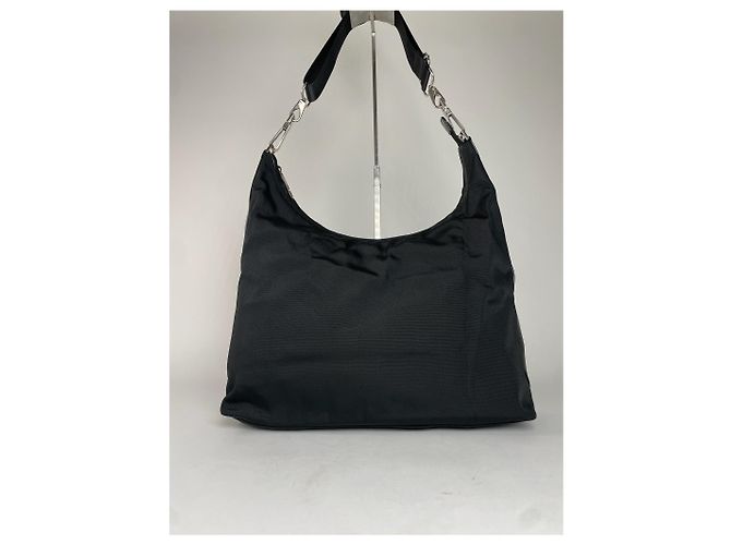 Vintage Gucci Leder / Canvas Hobo-Handtasche Schwarz - Ansicht 2