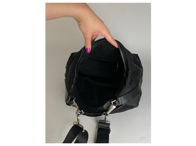 Vintage Gucci Leder / Canvas Hobo-Handtasche Schwarz - Ansicht 3