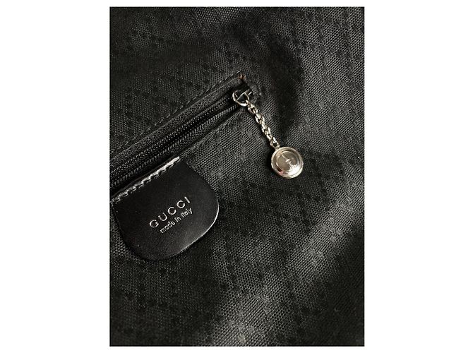 Vintage Gucci Leder / Canvas Hobo-Handtasche Schwarz - Ansicht 4