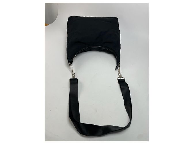 Vintage Gucci Leder / Canvas Hobo-Handtasche Schwarz - Ansicht 9