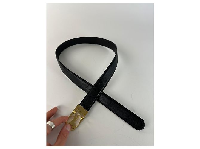 Céline Schwarzer Leder Gürtel mit Vintage Celine Paris Kutschenlogo - Ansicht 5