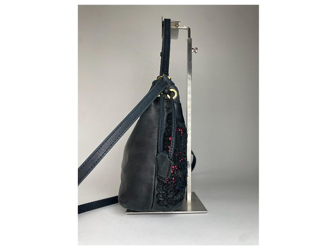 Vintage Etro 2-Wege Lederhandtasche Schwarz - Ansicht 10