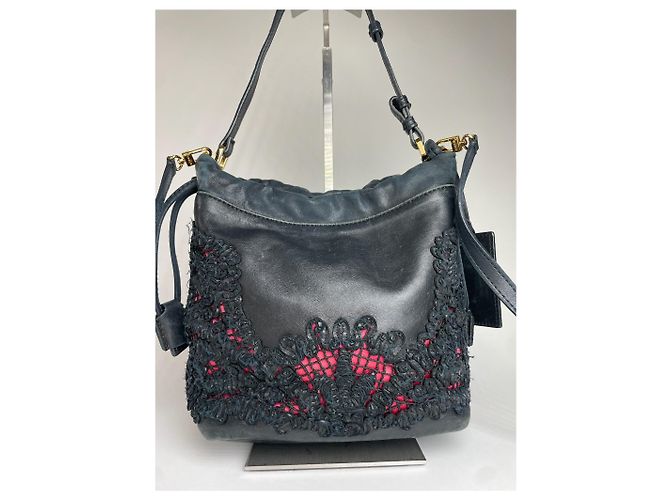 Vintage Etro 2-Wege Lederhandtasche Schwarz - Ansicht 11