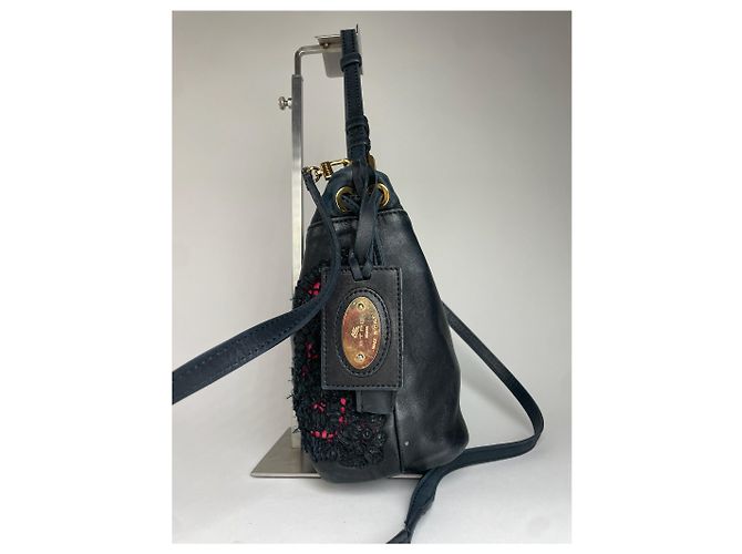 Vintage Etro 2-Wege Lederhandtasche Schwarz - Ansicht 12