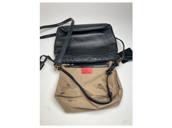 Vintage Etro 2-Wege Lederhandtasche Schwarz - Ansicht 3