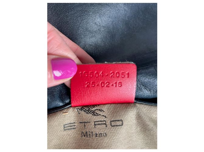 Vintage Etro 2-Wege Lederhandtasche Schwarz - Ansicht 4