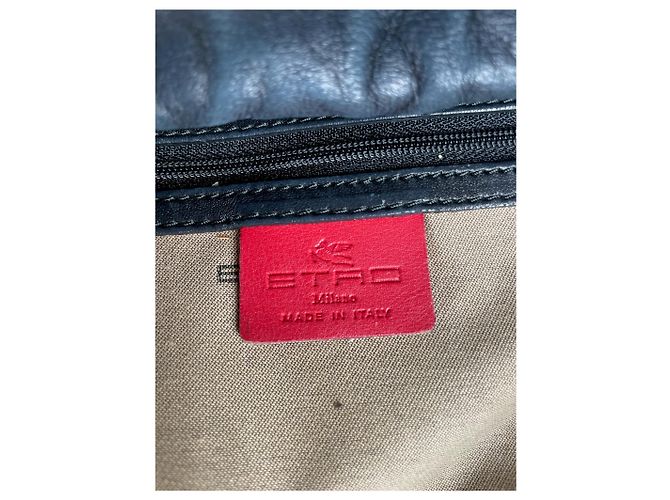 Vintage Etro 2-Wege Lederhandtasche Schwarz - Ansicht 5