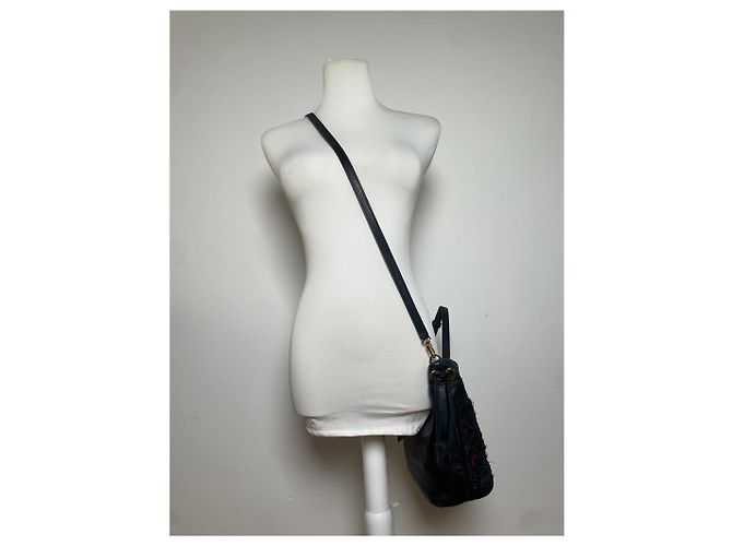 Vintage Etro 2-Wege Lederhandtasche Schwarz - Ansicht 8