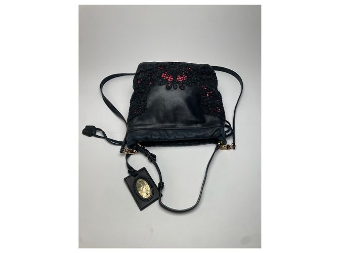 Vintage Etro 2-Wege Lederhandtasche Schwarz - Ansicht 9