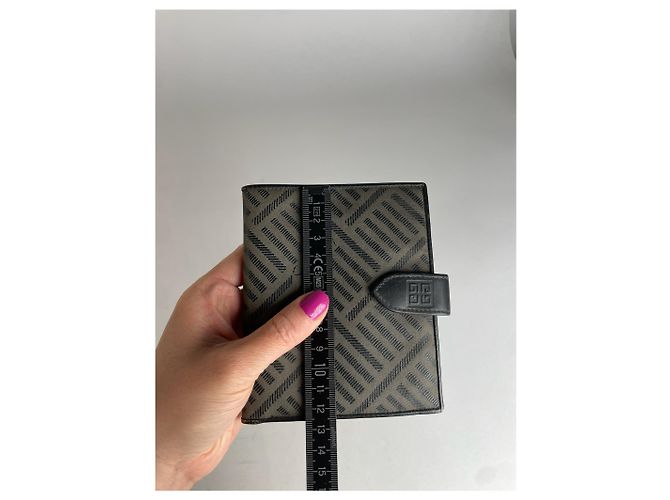Vintage Givenchy Abstract Leather Wallet Grey Black - view 12