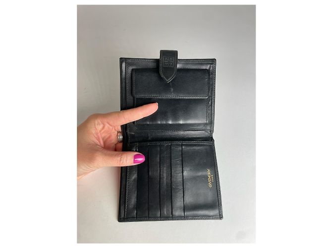 Vintage Givenchy Abstract Leather Wallet Grey Black - view 7