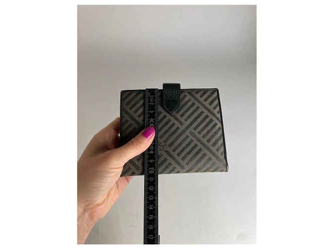 Vintage Givenchy Abstract Leather Wallet Grey Black - view 9