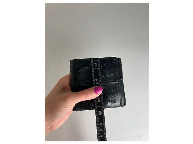 Vintage Gianni Versace Crocodile Emblossed Leather Wallet Black - view 11