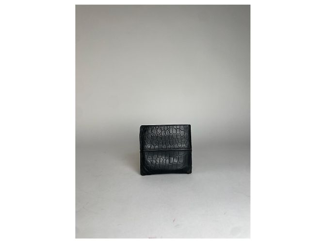 Vintage Gianni Versace Crocodile Emblossed Leather Wallet Black - view 2