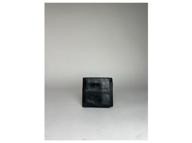 Vintage Gianni Versace Crocodile Emblossed Leather Wallet Black - view 9