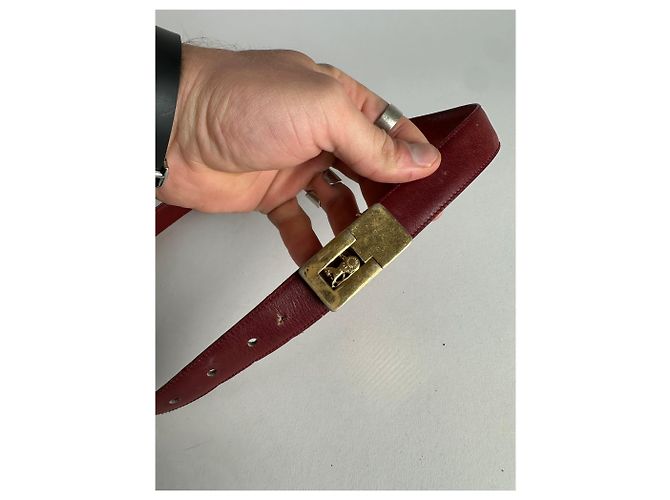 Céline Cintura in pelle vintage Celine Paris bordeaux Bordò - vista 2