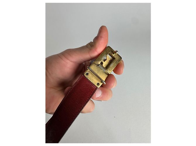 Céline Cintura in pelle vintage Celine Paris bordeaux Bordò - vista 3