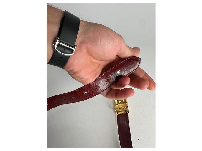 Céline Cintura in pelle vintage Celine Paris bordeaux Bordò - vista 4