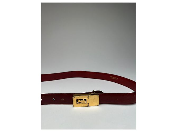 Céline Cintura in pelle vintage Celine Paris bordeaux Bordò - vista 5