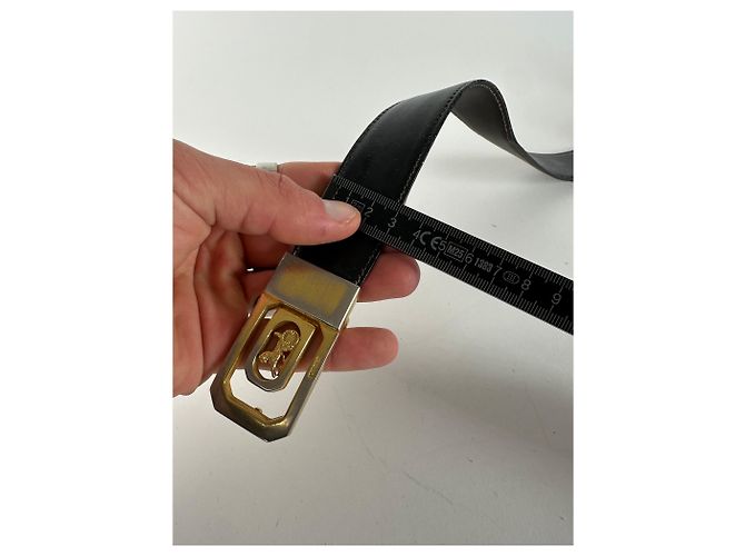 Céline Vintage Celine Paris Leder Gürtel Schwarz / Braun - Ansicht 11