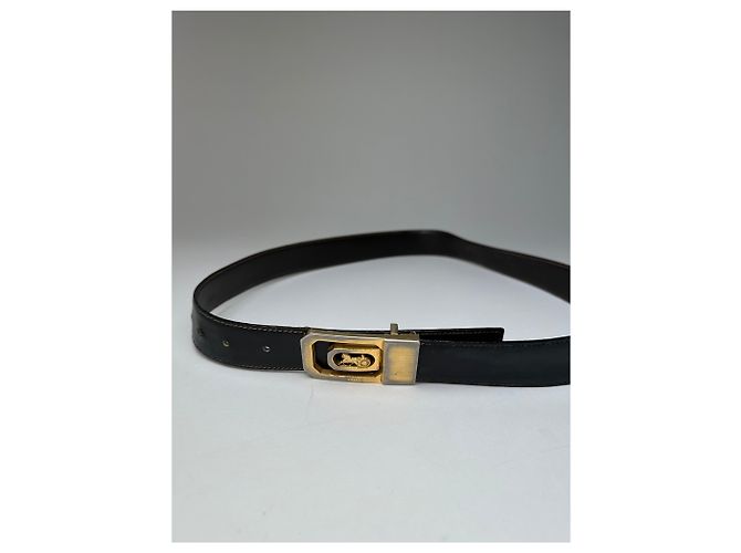 Céline Vintage Celine Paris Leder Gürtel Schwarz / Braun - Ansicht 2