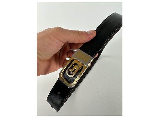 Céline Vintage Celine Paris Leder Gürtel Schwarz / Braun - Ansicht 3