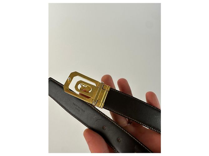 Céline Vintage Celine Paris Leder Gürtel Schwarz / Braun - Ansicht 4