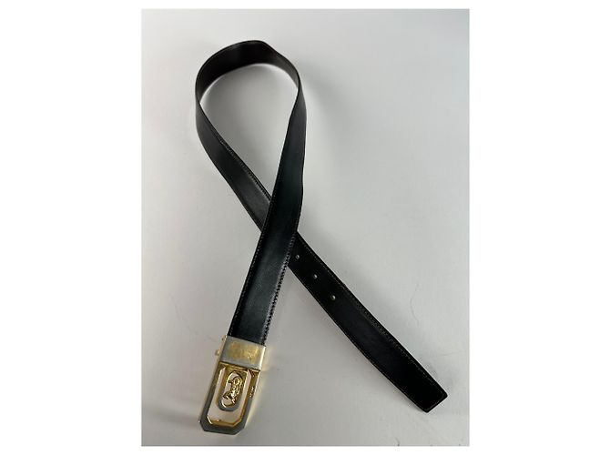 Céline Vintage Celine Paris Leder Gürtel Schwarz / Braun - Ansicht 6
