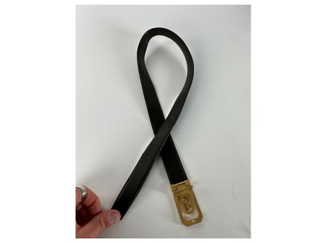 Céline Vintage Celine Paris Leder Gürtel Schwarz / Braun - Ansicht 8