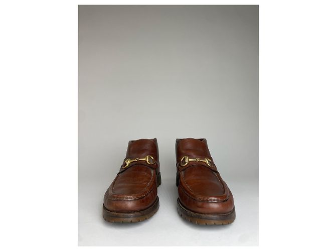Stivali in pelle vintage Gucci Horsebit marroni Marrone - vista 10