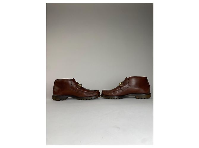 Stivali in pelle vintage Gucci Horsebit marroni Marrone - vista 3