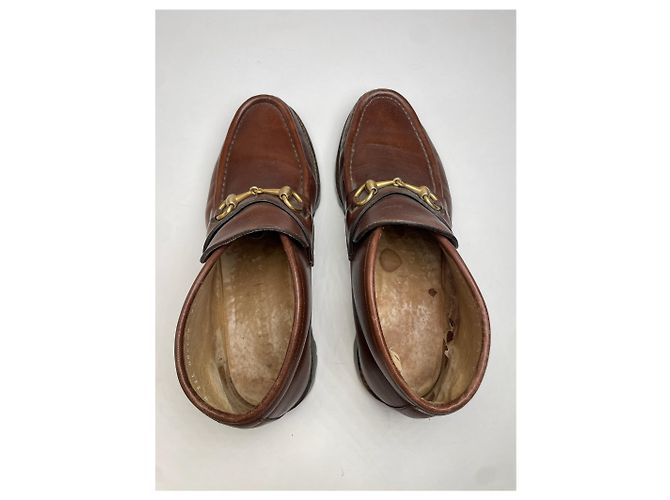 Stivali in pelle vintage Gucci Horsebit marroni Marrone - vista 7