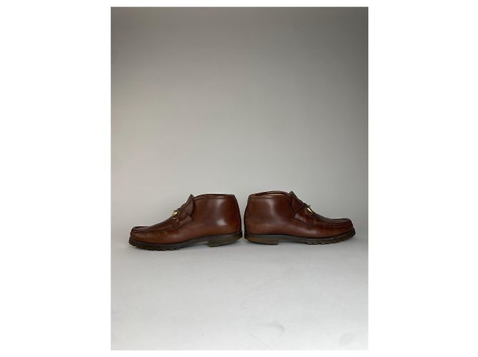 Stivali in pelle vintage Gucci Horsebit marroni Marrone - vista 8