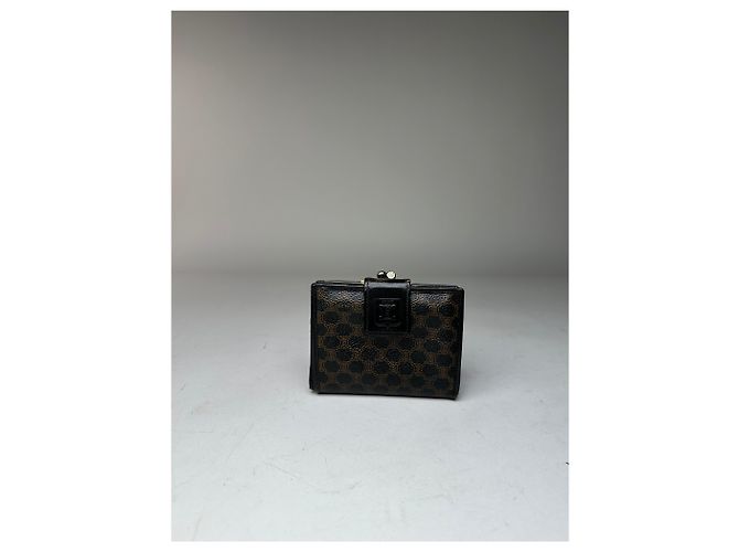Céline Carteira de couro monograma Triomphe Celine Paris vintage preta e marrom Preto - vista 10