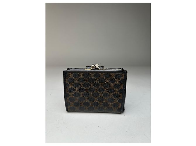 Céline Carteira de couro monograma Triomphe Celine Paris vintage preta e marrom Preto - vista 2