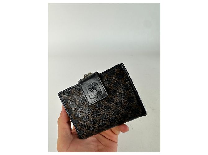 Céline Carteira de couro monograma Triomphe Celine Paris vintage preta e marrom Preto - vista 3