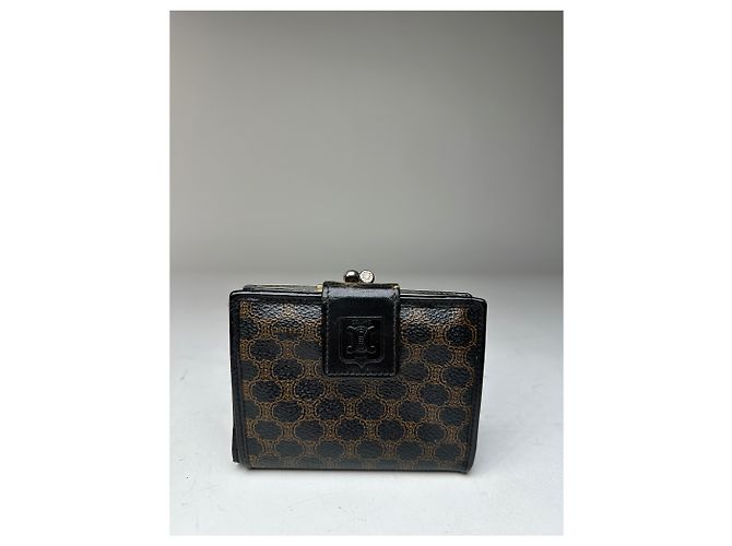 Céline Carteira de couro monograma Triomphe Celine Paris vintage preta e marrom Preto - vista 6
