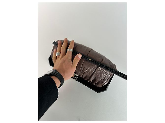 Clutch in pelle vintage Marni viola Porpora - vista 10