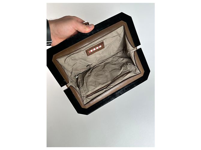 Clutch in pelle vintage Marni viola Porpora - vista 3