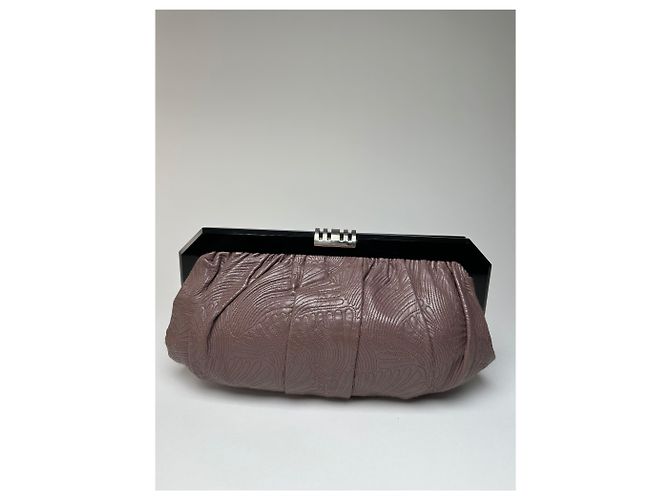 Clutch in pelle vintage Marni viola Porpora - vista 8