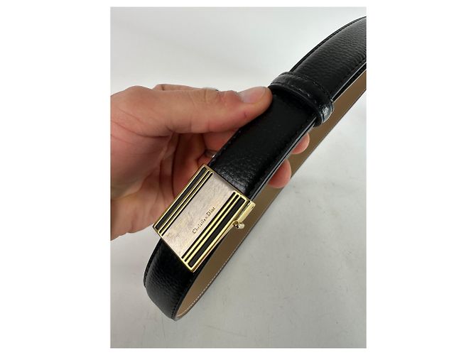 Dior Vintage Burberry Snake Emblossed Leather Belt Black - view 2