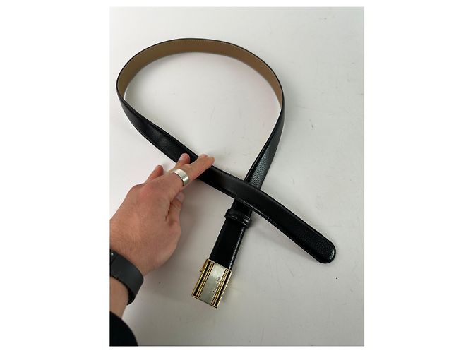 Dior Vintage Burberry Snake Emblossed Leather Belt Black - view 6
