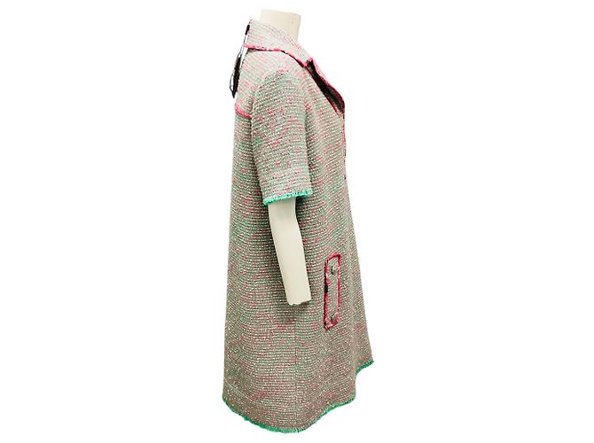 Vestido polo de tweed de lana y algodón Etro verde / rosa - vista 2