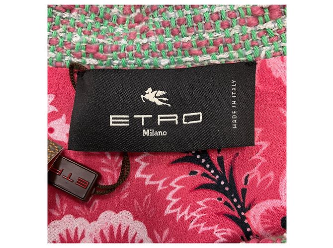 Vestido polo de tweed de lana y algodón Etro verde / rosa - vista 4