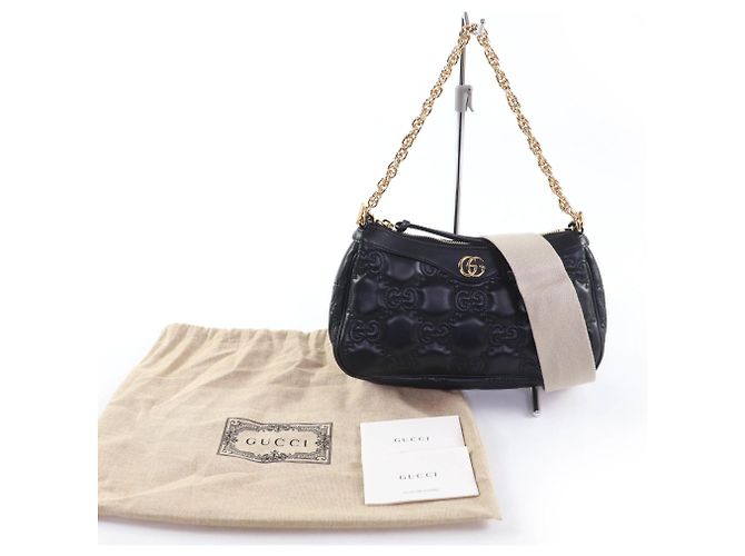 Borsa a mano/spalla in pelle matelassé GG di GUCCI Nero - vista 2
