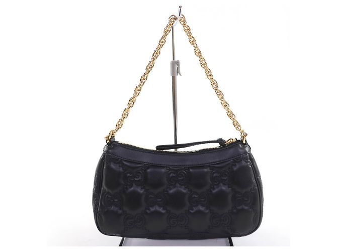 Borsa a mano/spalla in pelle matelassé GG di GUCCI Nero - vista 3