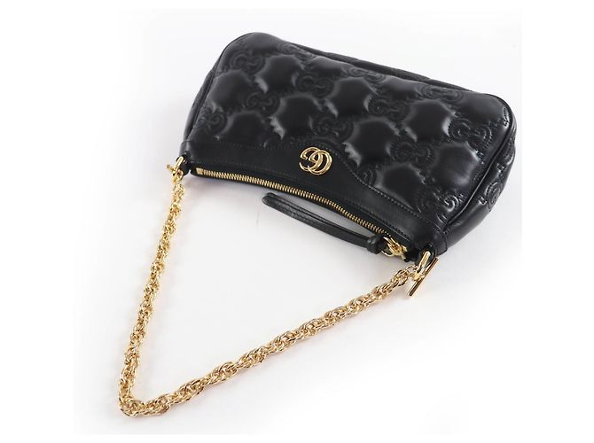 Borsa a mano/spalla in pelle matelassé GG di GUCCI Nero - vista 5