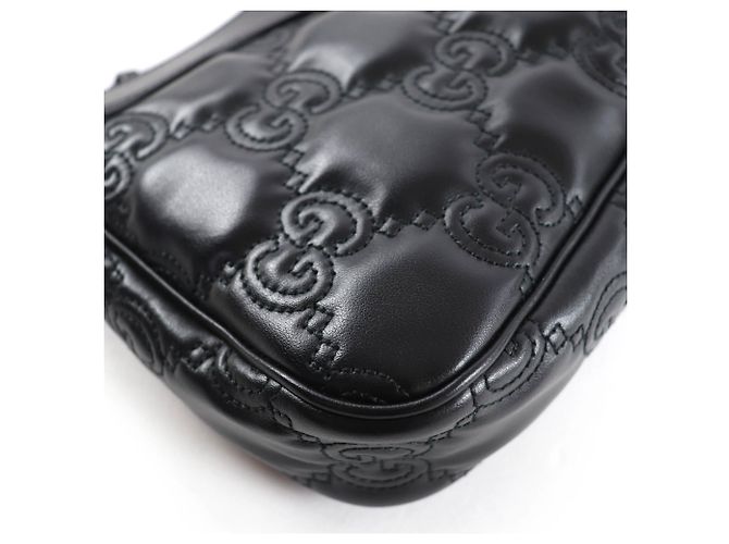 Borsa a mano/spalla in pelle matelassé GG di GUCCI Nero - vista 6